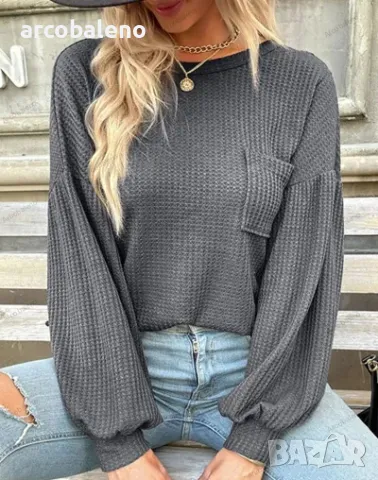 Дамски плетен пуловер с изрязан отворен гръб с дълги ръкави, 10цвята , снимка 7 - Блузи с дълъг ръкав и пуловери - 48299208