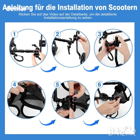 Кучешка инвалидна количка за задни крака, двуколесна, регулируема, М, снимка 4 - За кучета - 53644559