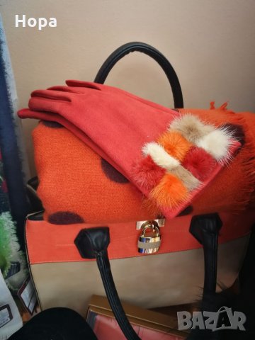 Ръкавици с естествено пухче , снимка 3 - Шапки - 23027874