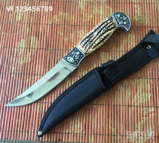 Руски ловен нож-  инкрустирани метални гардове - Алигатор стал 65х13, снимка 3 - Ножове - 34008571