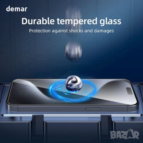 NEW'C 3 броя стъклен протектор за екран за iPhone 15 Pro Max/ 15 Plus (6,7 инча), закалено стъкло, снимка 8 - Фолия, протектори - 44494487