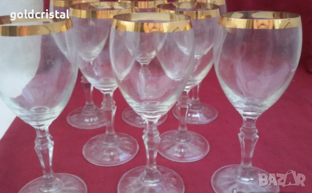 кристални чаши с златен кант , снимка 3 - Антикварни и старинни предмети - 19008457