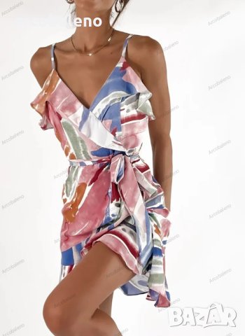 Дамска слинг рокля с абстрактни щампи, 2цвята - 023 , снимка 4 - Рокли - 41600044