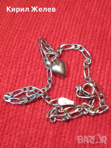 КРАСИВА НЕЖНА СРЕБЪРНА ГРИВНА СРЕБРО 925 ПЛЕТКА КАРТИЕ със СРЕБЪРНО СЪРЧИЦЕ 27385