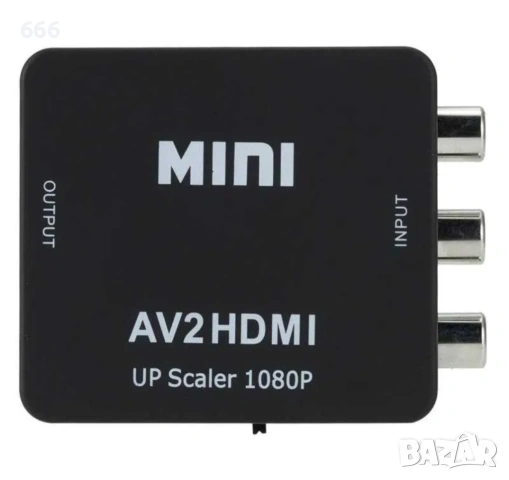 RCA AV (чинчове) към HDMI конвертор 1080P AV2HDMI NTSC PAL адаптер, снимка 4 - Друга електроника - 53288454