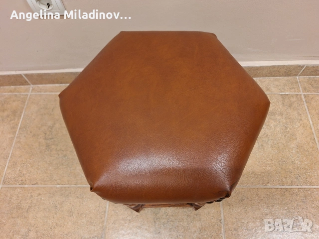 Винтидж табуретка естествена кожа , снимка 4 - Столове - 53802903