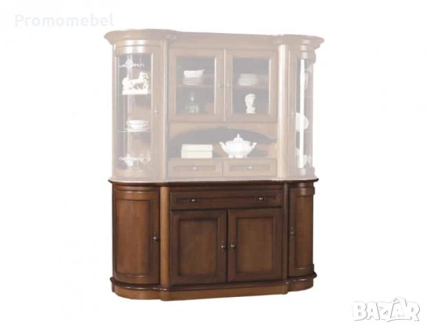 Голям скрин от естествен фурнир с 4 плътни врати и 1 чекмедже 