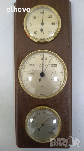 Хигрометър, термометър, барометър-дървен, снимка 1 - Антикварни и старинни предмети - 34810236
