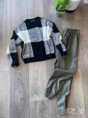 Пуловер с квадрати в черен,зелен,жълт и розов цвят, снимка 10 - Блузи с дълъг ръкав и пуловери - 52415888