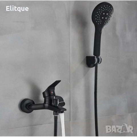 Смесител за баня и душ, черен мат, за вана, с две функции и стенен монтаж, снимка 4 - Други стоки за дома - 52854033