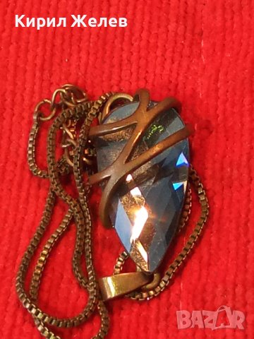 ВИНТИДЖ АРТ КРИСТАЛЕН МЕДАЛЬОН с БРОНЗОВА ВЕРИЖКА 19901, снимка 3 - Колиета, медальони, синджири - 35228100