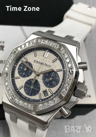 Audemars Piguet Royal Oak Offshore Chronograph 37mm White-Blue Diamond Дамски Различни Варианти, снимка 6 - Дамски - 48182710