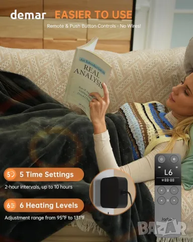 Нано нагреваемо одеяло с електрическо захранване, преносимо, дистанционно, 6 нива (125x150 см, сиво), снимка 5 - Олекотени завивки и одеяла - 50272926