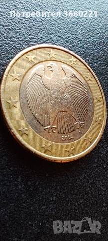 Монета от 1 евро, Германия, 2002 г, снимка 2 - Нумизматика и бонистика - 53862887
