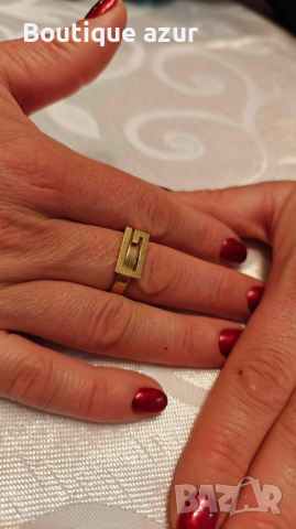пръстен от медицинска стомана с 18к златно покритие gucci cartier , снимка 3 - Пръстени - 44552867