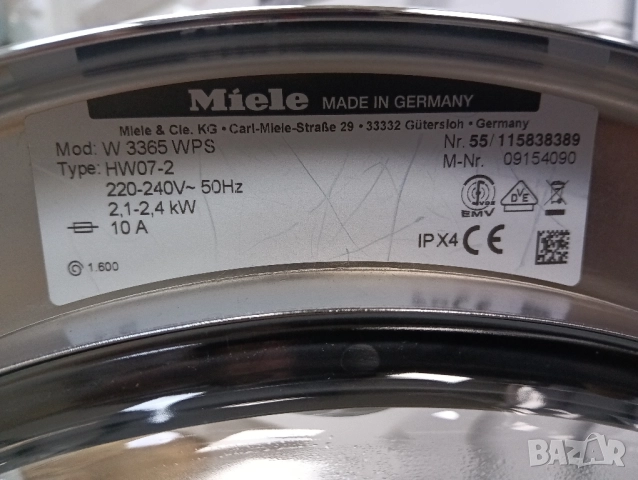 Пералня Миеле Miele W 3365 пчелна пита 6кг 2 години гаранция Made in Germany!, снимка 6 - Перални - 52253300