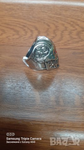 Мъжки пръстен ретро с червени кристални камъни Терминатор, снимка 5 - Пръстени - 34435193