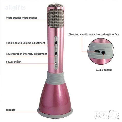 1535 Безжичен блутут караоке микрофон с вграден говорител, снимка 4 - Друга електроника - 35819319