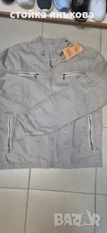 Мъжко бежово тънко яке от памучен плат , снимка 3 - Якета - 49748016