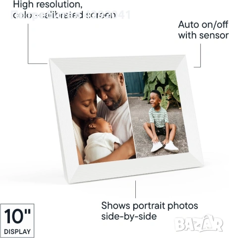 Нова Дигитална Фоторамка Aura 10", с Wi-Fi & Неограничени Снимки/Видео, снимка 3 - Друга електроника - 53072806