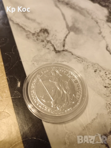 сребърна монета 1 oz Британия 2 паунда 2016 Великобритания, снимка 4 - Нумизматика и бонистика - 52345134