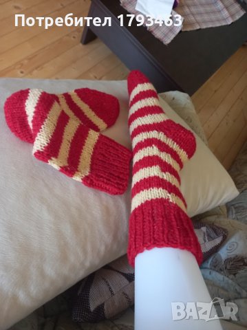 Ръчно плетени дамски чорапи от вълна, размер 38