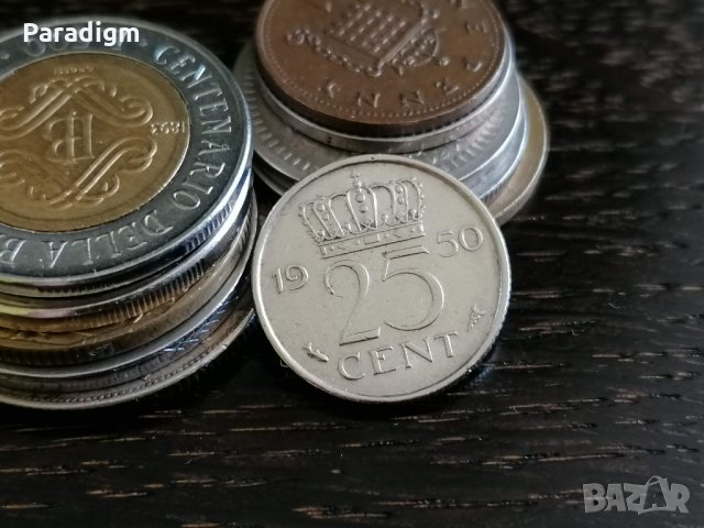 Монета - Холандия - 25 цента | 1950г.
