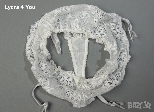 Нови бели дантелени полупрашки с вградени жартиери, снимка 6 - Бельо - 53144424