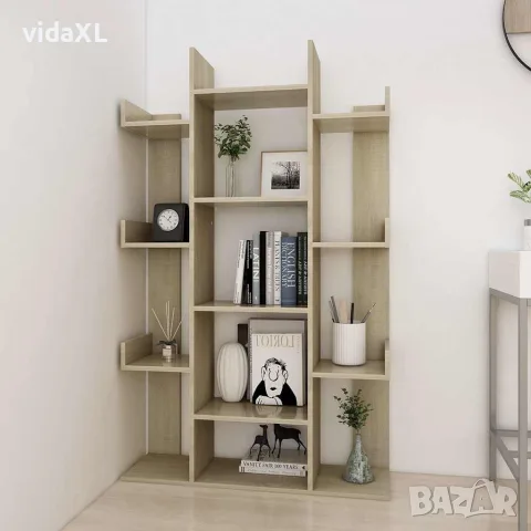 vidaXL Шкаф библиотека, дъб сонома, 86x25,5x140 см, инженерно дърво, снимка 3 - Ракли - 56147791