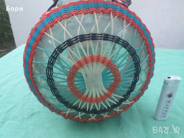 Стара дамаджана/шише с оплетка, снимка 2 - Други ценни предмети - 34340364