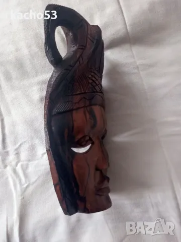 Африканска маска от кафяв абанос., снимка 5 - Антикварни и старинни предмети - 49859096