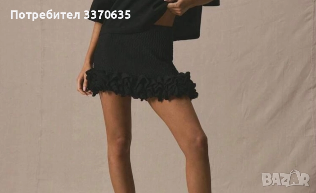 Дамска плетена черна пола с къдрици и ластик, снимка 5 - Поли - 51745174