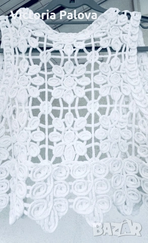 Елегантен Бял Crochet Елек от Drôle de Copine Paris, снимка 6 - Корсети, бюстиета, топове - 53740004