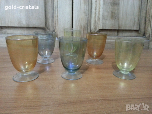 Стъклени чаши чашки цветно стъкло, снимка 2 - Антикварни и старинни предмети - 36212554