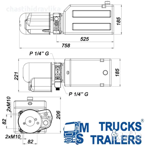 Електрическа хидравлична помпа GHIM 12V 1800W 11L GPP12V11L, снимка 2 - Части - 48766998