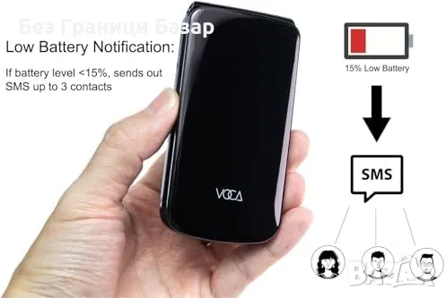 Нов мобилен телефон за възрастни – SOS бутон, големи копчета, червен, снимка 4 - Други - 49901393