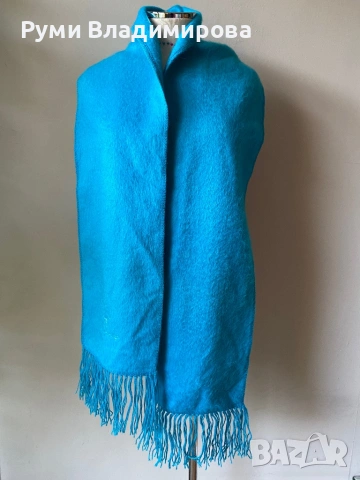 Тюркоазен шал от 100 % Alpaca, снимка 5 - Шалове - 53749886