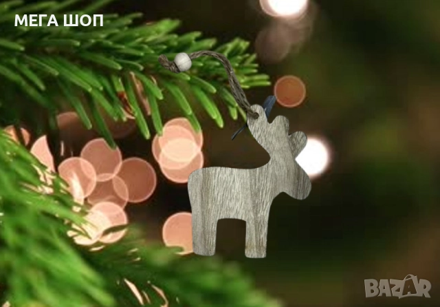 Изчистено дървено еленче - Празнична декорация за елха