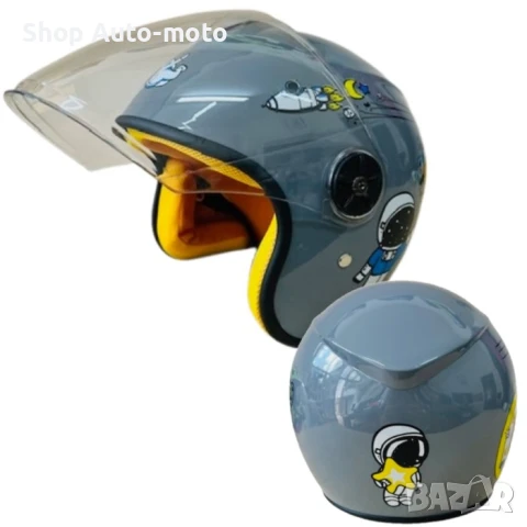 Детска каска за мотор Automat, За скутер, XS размер, Сив/космос