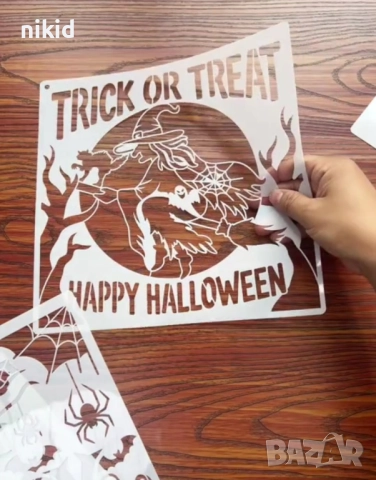 6 бр Хелоуин Halloween стенсил шаблок украса scrapbooking, снимка 3 - Други - 51685929