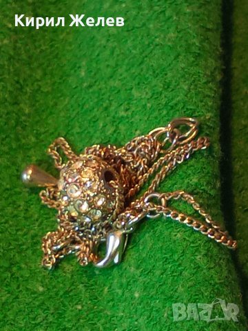 ПОСРЕБРЕНО НЕЖНО АРТ КОЛИЕ с МЕДАЛЬОН ТОПЧЕ с КРИСТАЛЧЕТА 27893 , снимка 2 - Колиета, медальони, синджири - 37115750