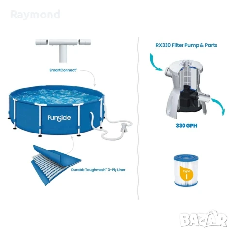 Басейн с метална конструкция Ø305 x 76 см – включена филтърна система, снимка 2 - Басейни и аксесоари - 50961108