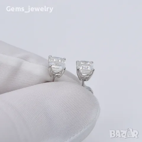 Златни обеци 14К ( бяло злато ) с Мойсанит - сертификат / Диамант Moissanite Diamond /, снимка 8 - Обеци - 48847859