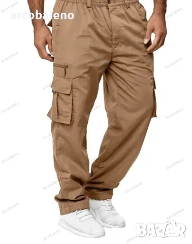 Ликвидация! Мъжки ежедневни прави карго панталони с много джобове - Доставка 24 часа , снимка 2 - Панталони - 49358062