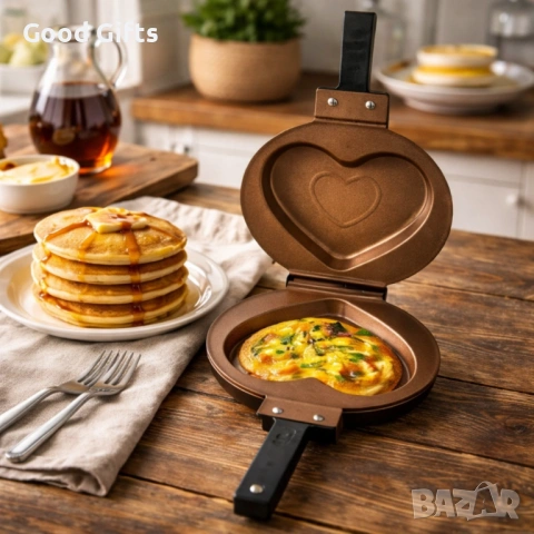 Тиган за Палачинки и омлети „Сърце“ – Закуска с вкус на любов, снимка 2 - Съдове за готвене - 53633105