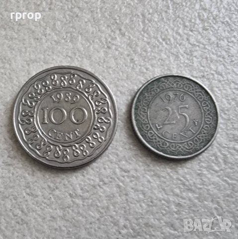 Монети. Суринам . 25 и 100 цента. 1976, 1989 година . 2 бр