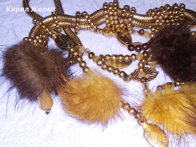 ШАРМАНТНА ВИНТИДЖ АРТ с ПОЗЛАТА ОГЪРЛИЦА от БЛАГОРОДНА СТОМАНА и ПУХЧЕТА 9308, снимка 11 - Колиета, медальони, синджири - 41860894