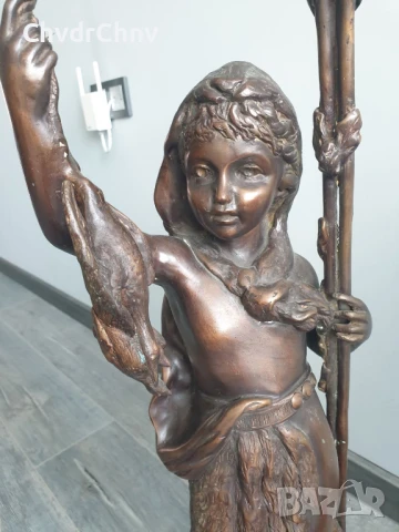 Moreau статуетки 76см-40кг/2бр чифт стари големи бронзови скулптури/фигура на ловец-рибар, снимка 9 - Антикварни и старинни предмети - 51324590