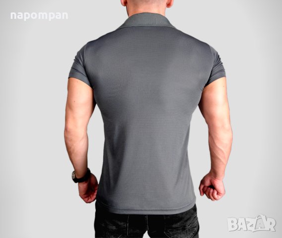 Мъжка спортно елегантна риза с къс ръкав / официална тениска с яка - сива, снимка 3 - Ризи - 41385642