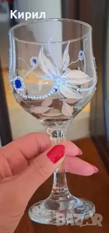 Рисувани ръчно стъклени чаши,чинии,свещници, снимка 5 - Декорация за дома - 48093730